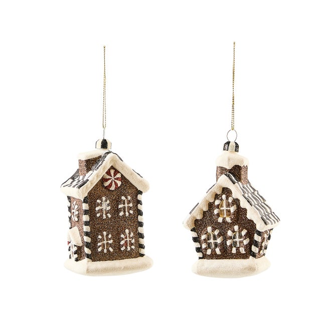 Gingerbread Glass House Ornaments, Set of 2 - {current_domain}