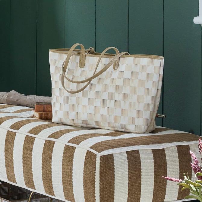 Mocha Check Medium Marche Tote - {current_domain}