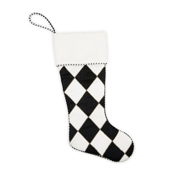 Courtly Noel Cream Harlequin Stocking - {current_domain}