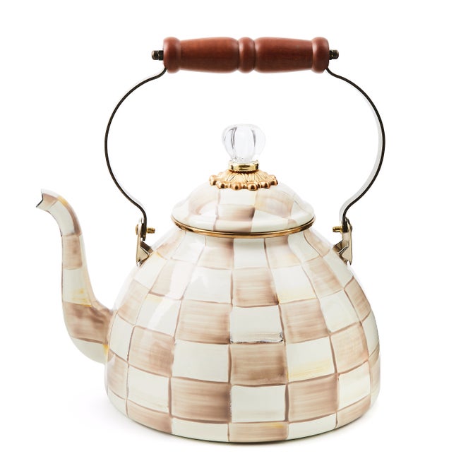 Mocha Check 3 Quart Tea Kettle - {current_domain}