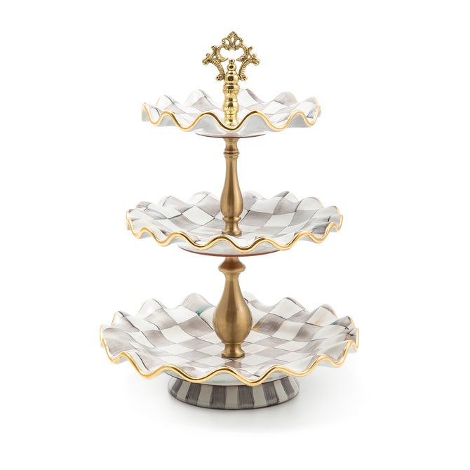 Sterling Check Ceramic Three Tier Sweet Stand - {current_domain}