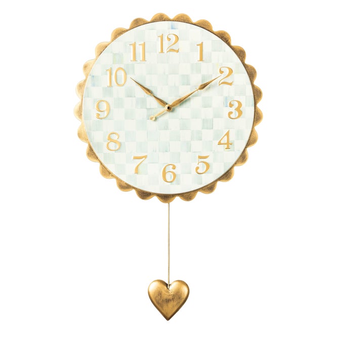 Sterling Check Heart Pendant Wall Clock - {current_domain}