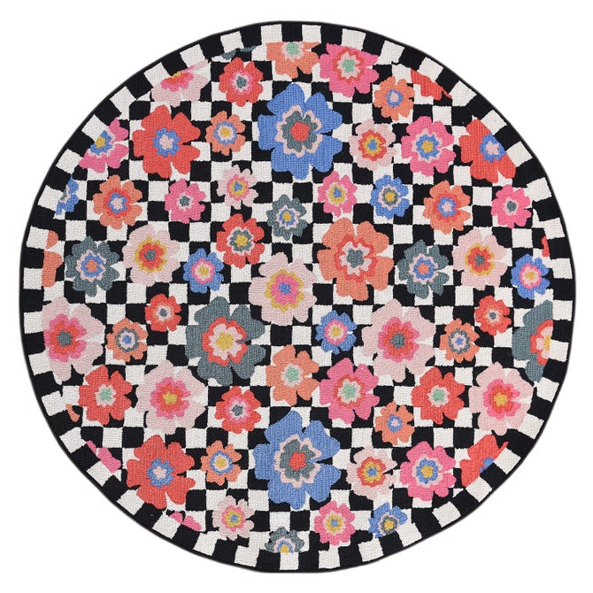 Checked Dolce Vita 6' Round Indoor/Outdoor Rug - {current_domain}