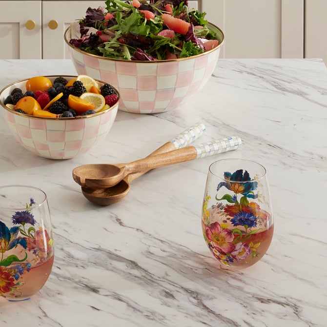 Sterling Check Wood Salad Servers - {current_domain}