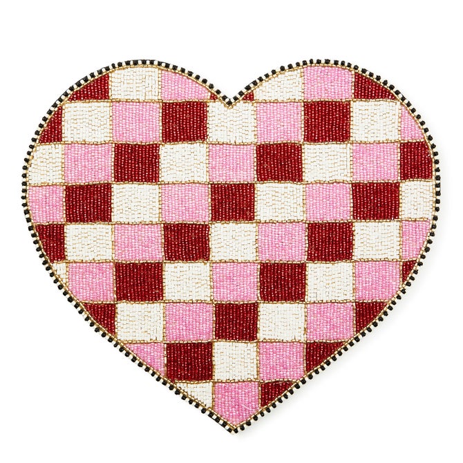 Red and White Check Heart Shaped Placemat - {current_domain}