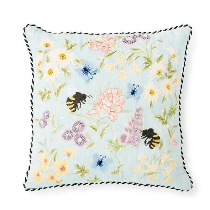 Floral and Bee Throw Pillow - {current_domain}
