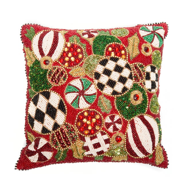 Jolly Ornaments Throw Pillow - {current_domain}