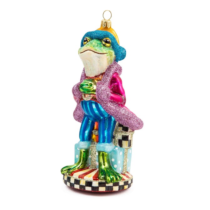 Granny Kitsch Frog Glass Ornament - {current_domain}