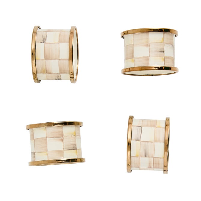 Mocha Check Napkin Rings, Set of 4 - {current_domain}