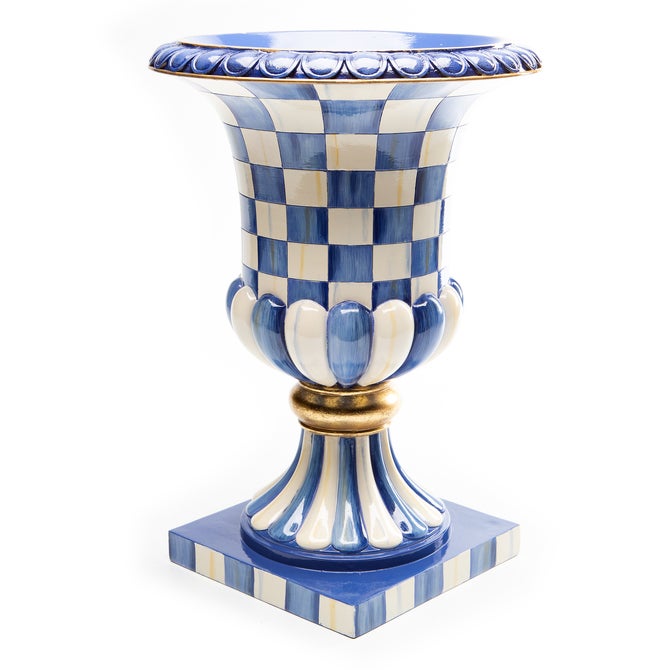Royal Check Pedestal Tabletop Urn - {current_domain}