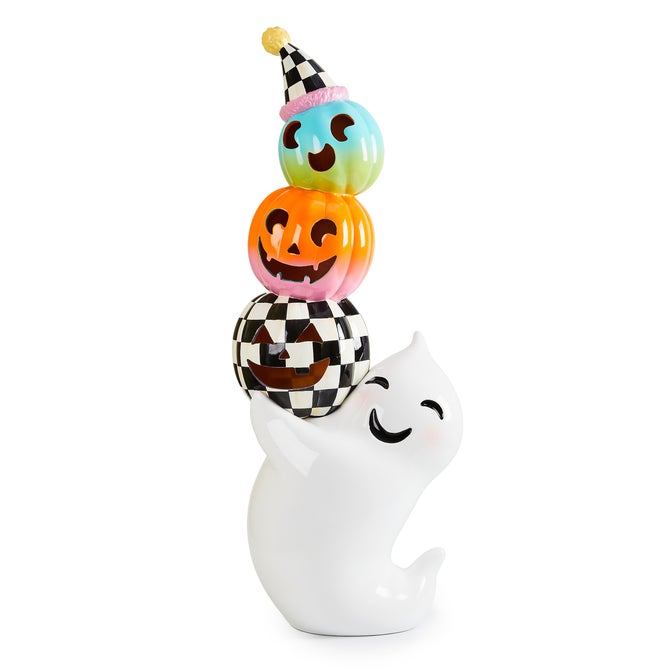 Trick or Treat Illuminated Ghost with Pumpkins Figure - {current_domain}