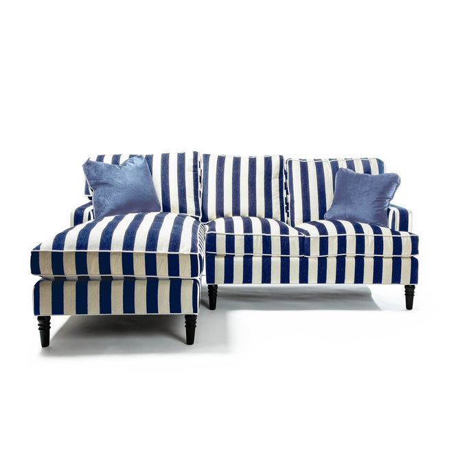 Marquee Navy Stripe 2-Piece Left Arm Chaise Sectional - {current_domain}