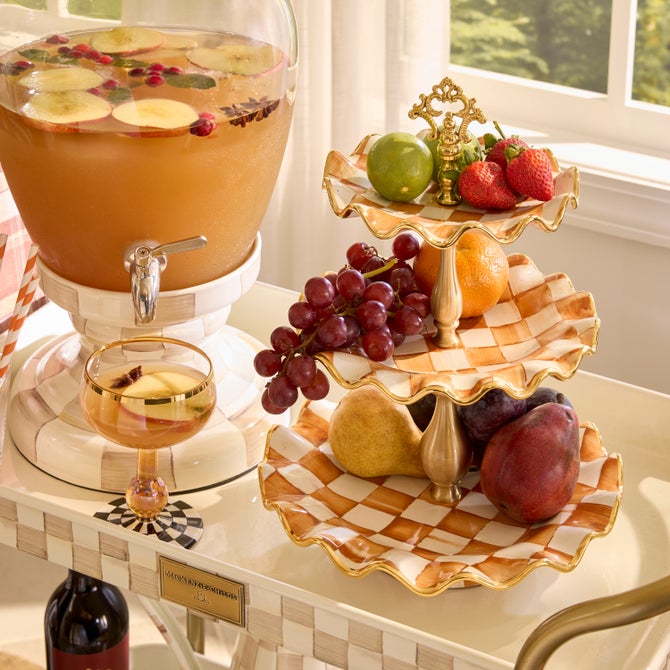 Ginger Check Ceramic Three Tier Sweet Stand - {current_domain}