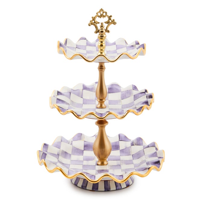Plum Check Ceramic Three Tier Sweet Stand - {current_domain}