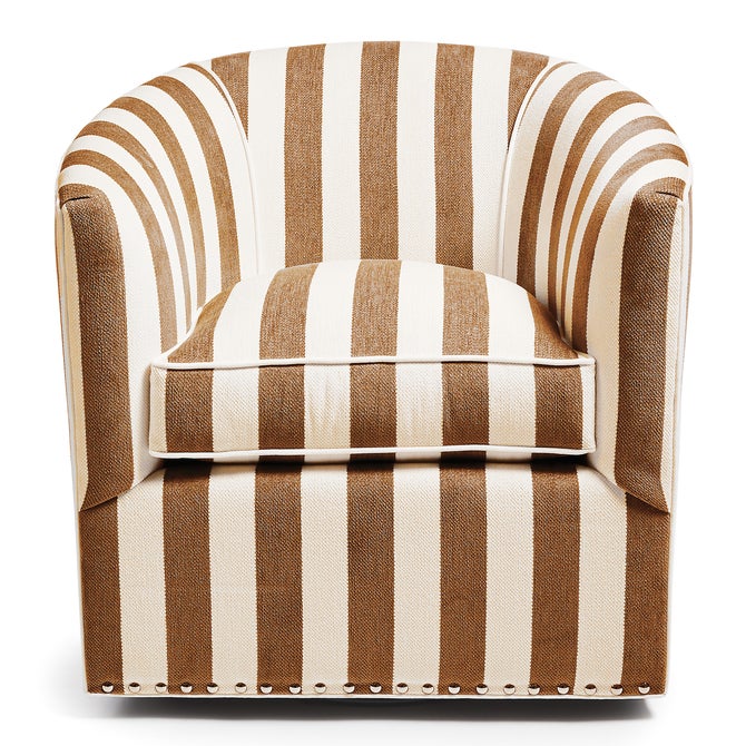 Marquee Brown Stripe Chenille Swivel Chair - {current_domain}