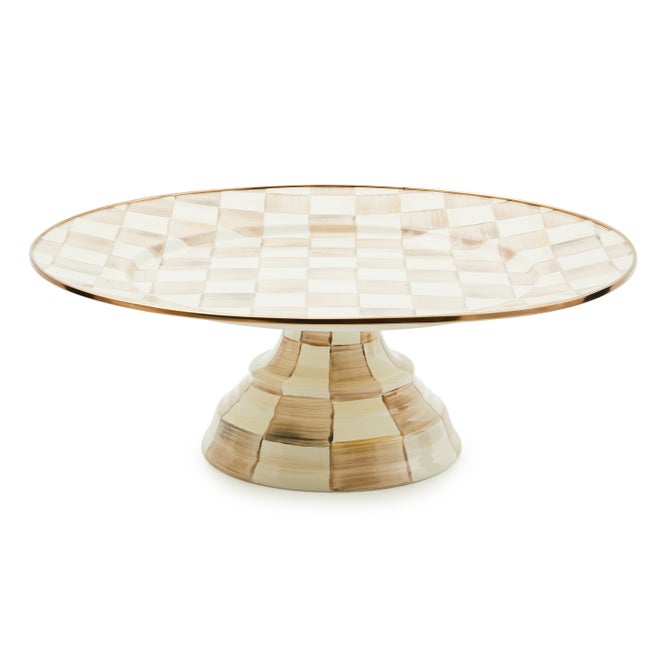 Mocha Check Large Pedestal Platter - {current_domain}