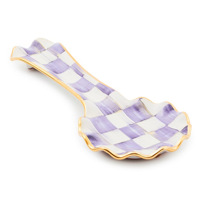 Plum Check Ceramic Spoon Rest - {current_domain}