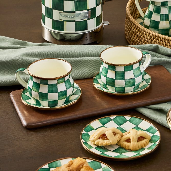 Emerald Check Espresso Cup & Saucer Set - {current_domain}