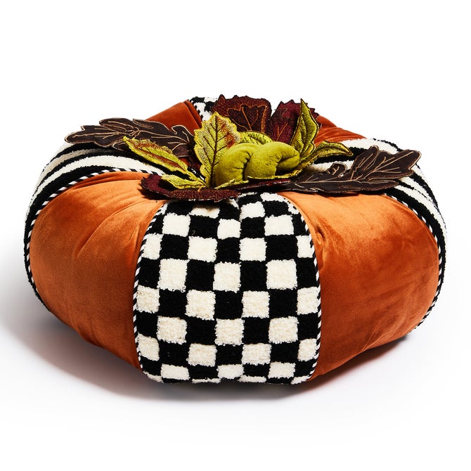 Harvest Check & Stripe Round Pillow - {current_domain}