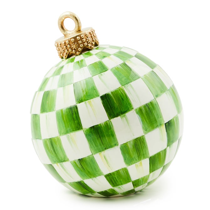Light Green Check Tabletop Ornament - {current_domain}