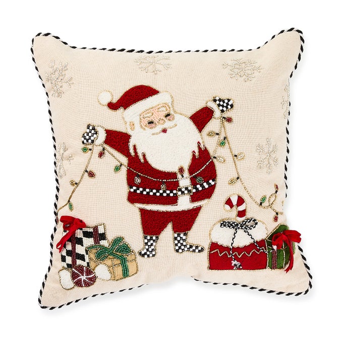 Santa with Tree Lights Throw Pillow - {current_domain}