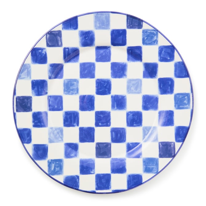 Indigo Check Round Platter - {current_domain}