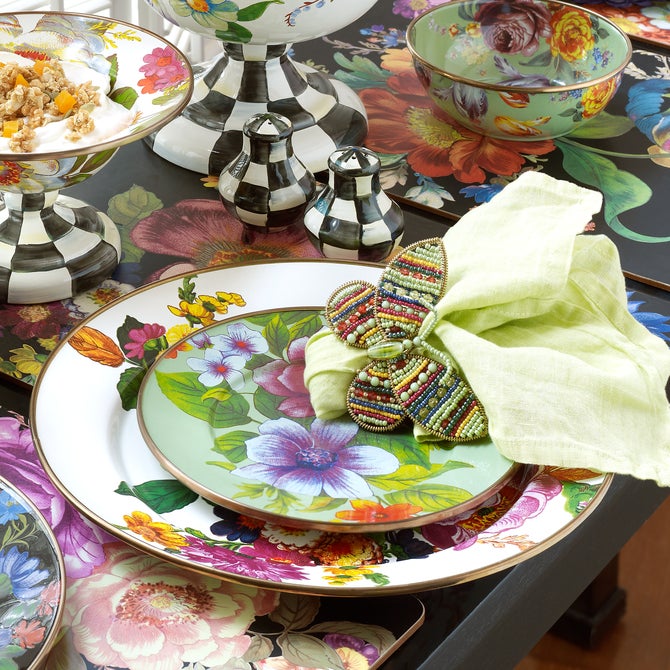 White Flower Market Charger/Plate - {current_domain}