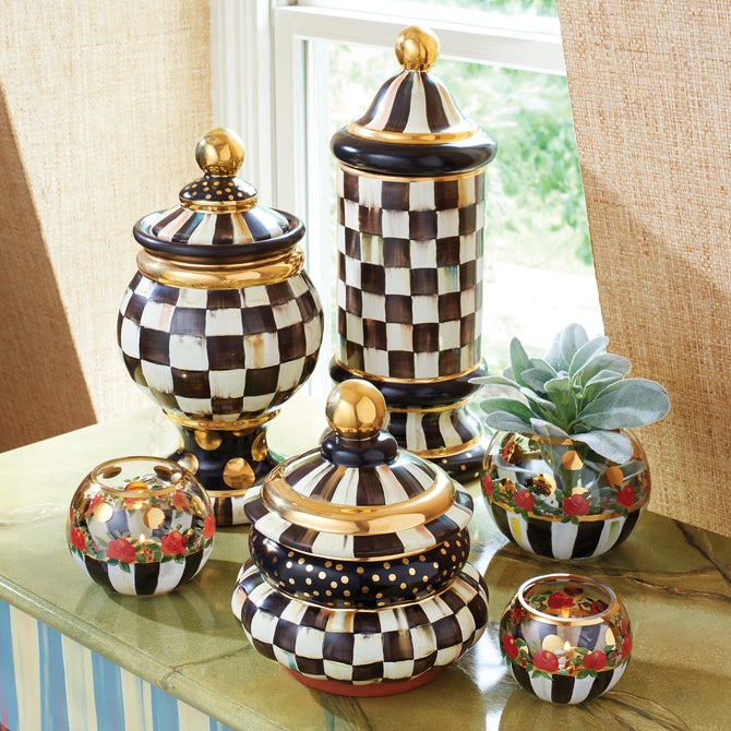 Courtly Check Ceramic Column Canister - {current_domain}