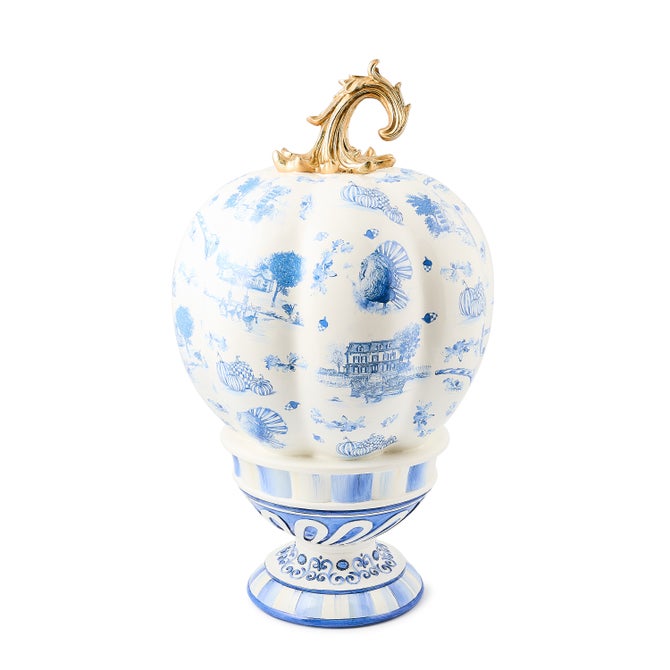 Royal Autumn Toile Tall Pedestal Pumpkin - {current_domain}