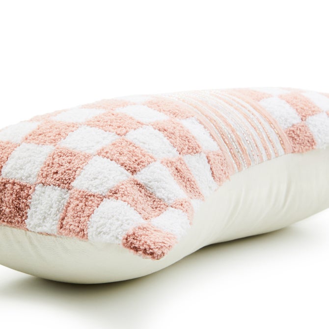 Pink Check Bow Throw Pillow - {current_domain}