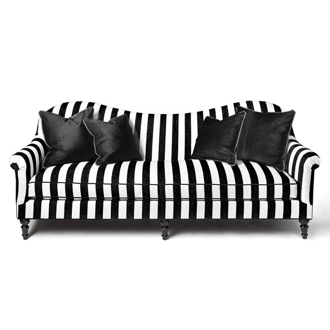 Marquee Black Stripe Chenille Sofa - {current_domain}