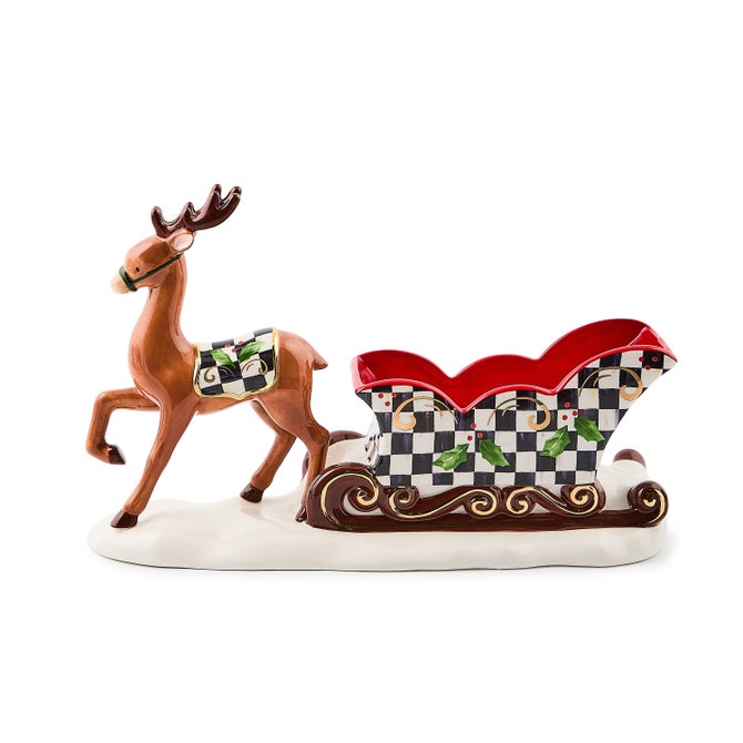 Holly Deer Sleigh Ceramic Candy Dish - {current_domain}