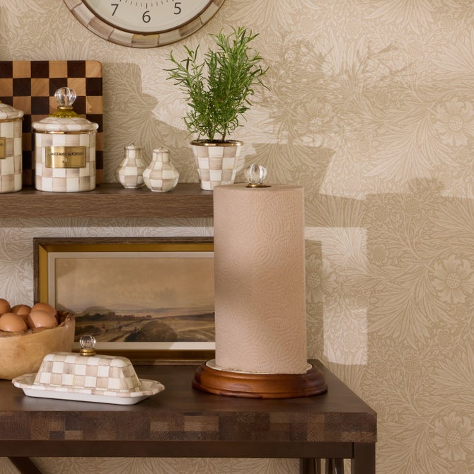 Mocha Check Wood Paper Towel Holder - {current_domain}