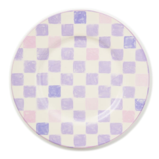 Lilac Check Dinner Plate - {current_domain}