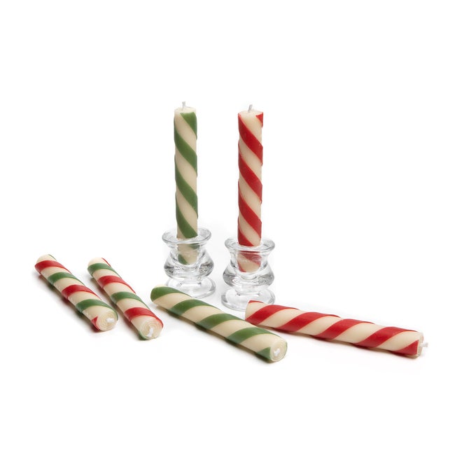 Mini Candy Cane Dinner Candles, Set of 6 - {current_domain}