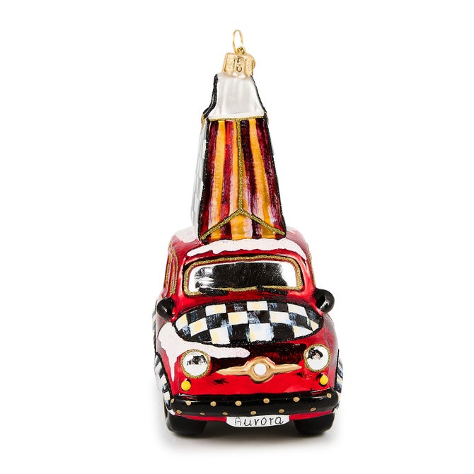 Christmas Shopping Car Glass Ornament - {current_domain}