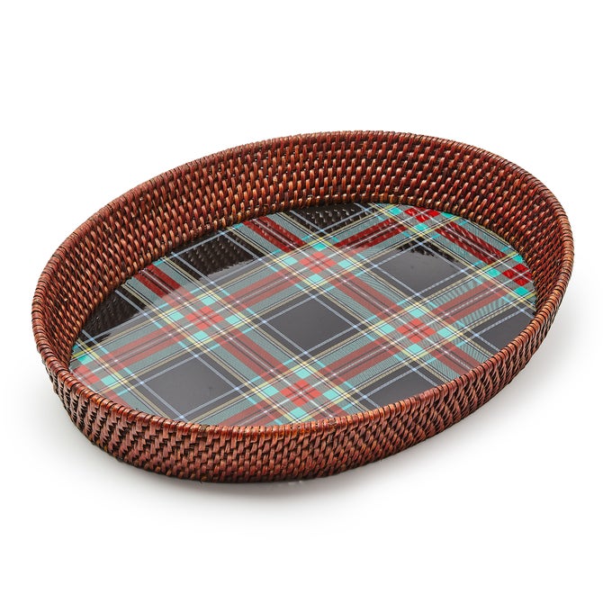 Tartan Large Black Rattan Serving Tray - {current_domain}