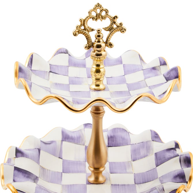 Plum Check Ceramic Three Tier Sweet Stand - {current_domain}