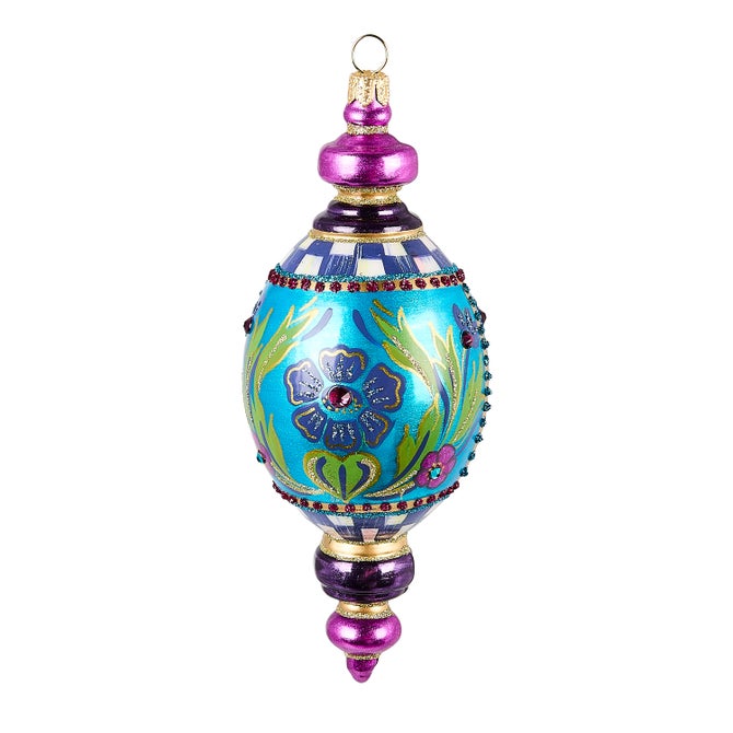 Floral Oval Drop Glass Ornament - {current_domain}