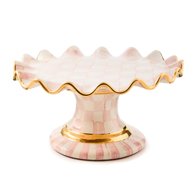 Rosy Check Ceramic Fluted Cake Stand - {current_domain}