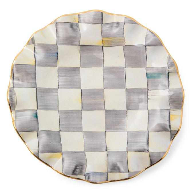 Sterling Check Ceramic Fluted Dessert Plate - {current_domain}