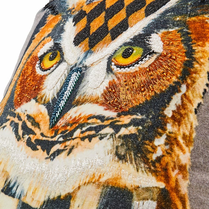 Autumnology Check Owl Throw Pillow - {current_domain}