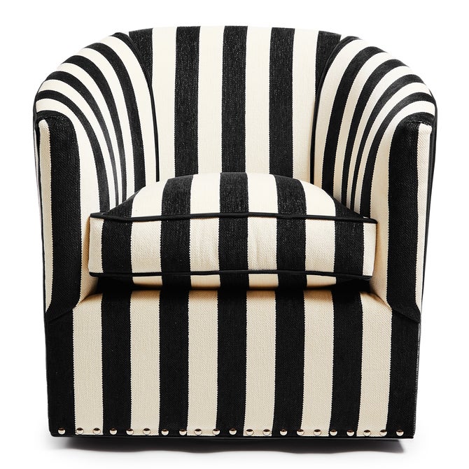 Marquee Black Stripe Chenille Swivel Chair - {current_domain}