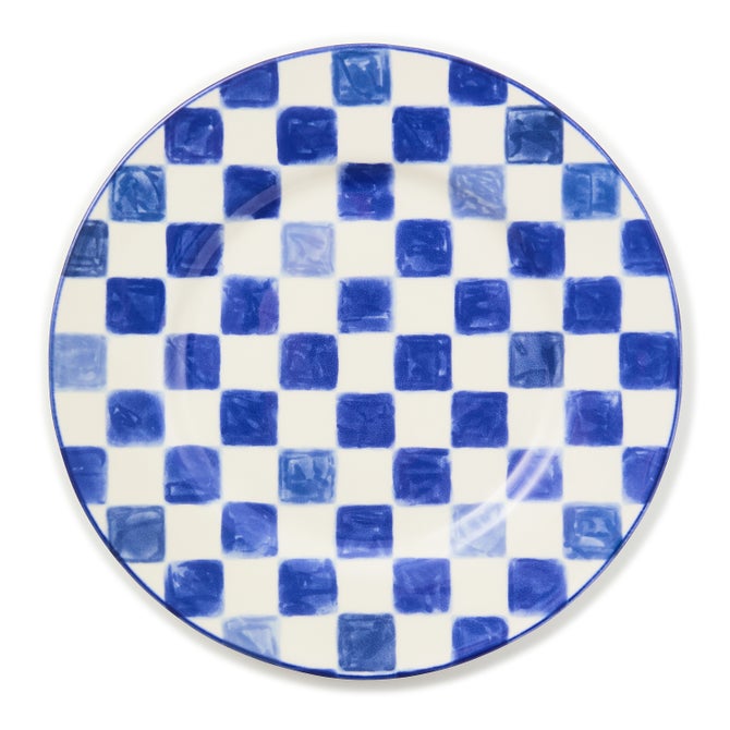 Indigo Check Dinner Plate - {current_domain}