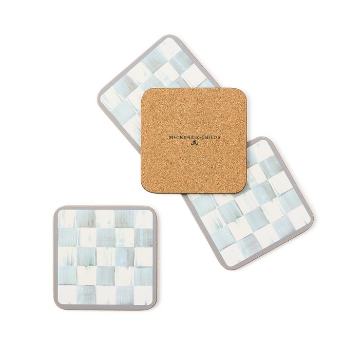 Sterling Check Cork Back Coasters, Set of 4 - {current_domain}