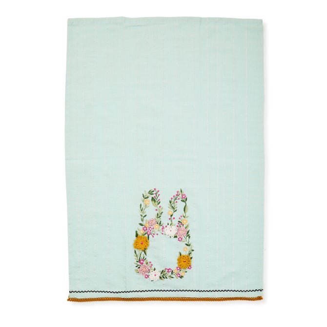 Floral Bunny Embroidered Dish Towel - {current_domain}
