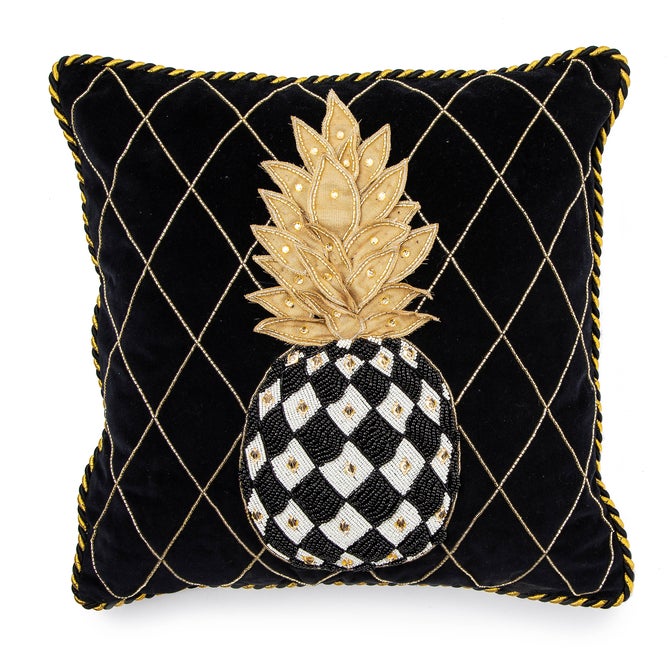 Pineapple Black Pillow - {current_domain}