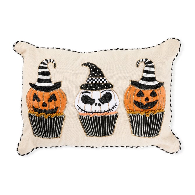 Jack O' Lantern Cupcake Lumbar Throw Pillow - {current_domain}