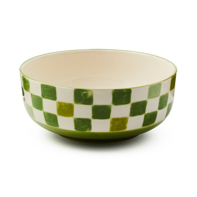 Green Check Serving Bowl - {current_domain}