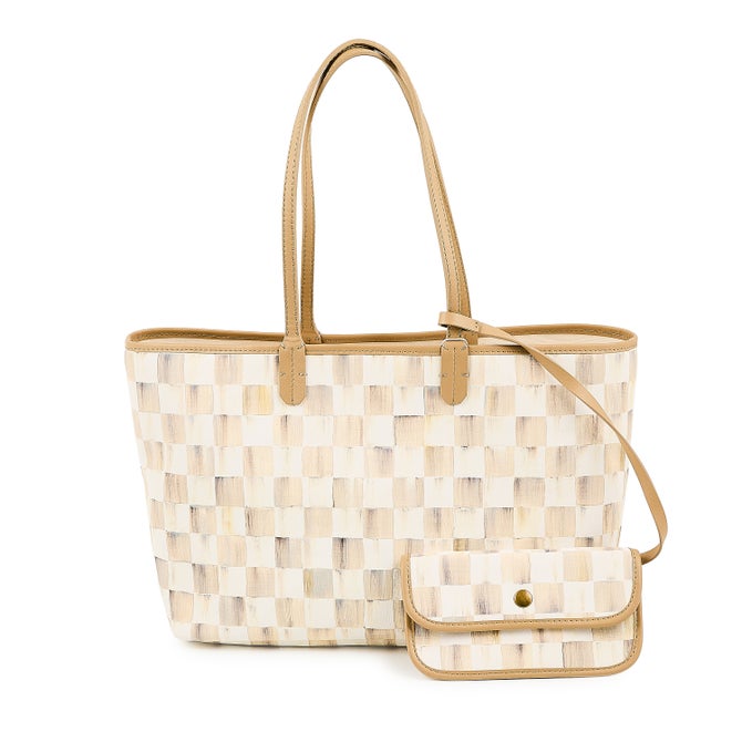 Mocha Check Medium Marche Tote - {current_domain}